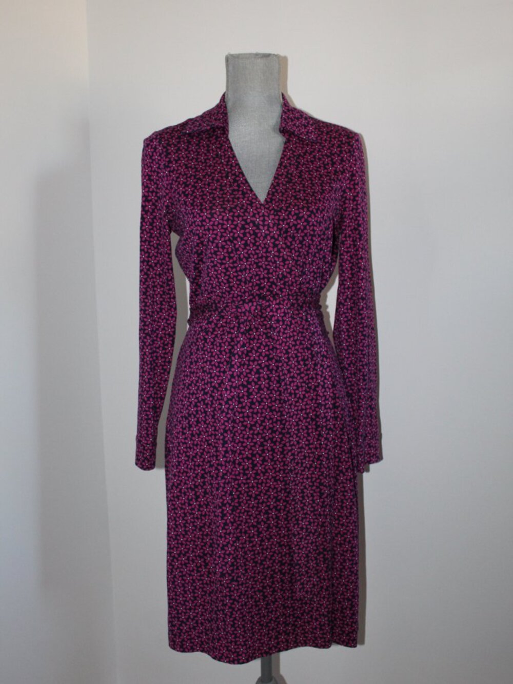 Diane von Furstenberg DVF New Jeanne Two Wrap Pink Floral Print Silk Dress 10
